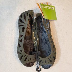 Crocs Adrina jelly flat sandals brown size w5